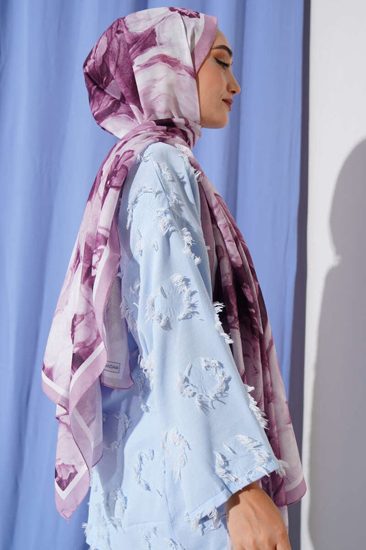 Rose Striped Gradient Scarf Powder Pink