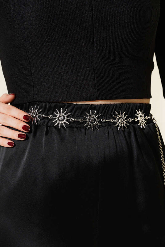 Sun Figure Chain Belt Silver