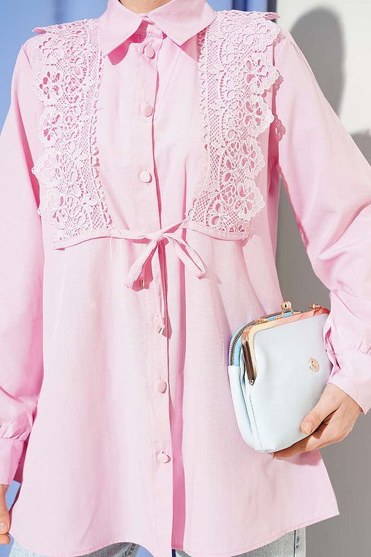 Lace-Up Shirt Pink