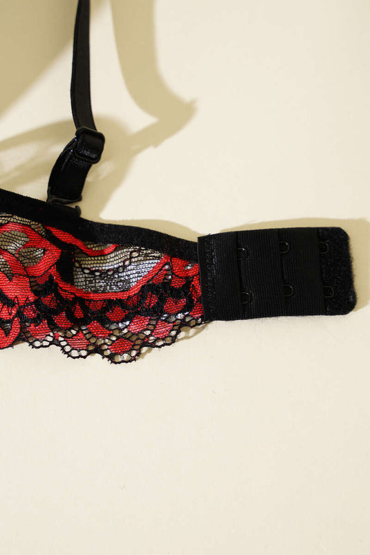 Reggiseno con lacci non imbottito nero rosso
