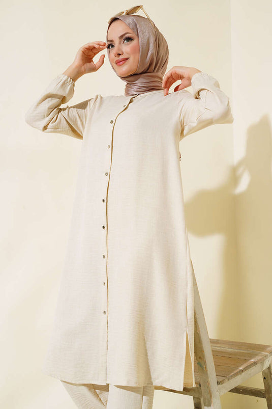 Double Breasted Button-Down Suit, Beige