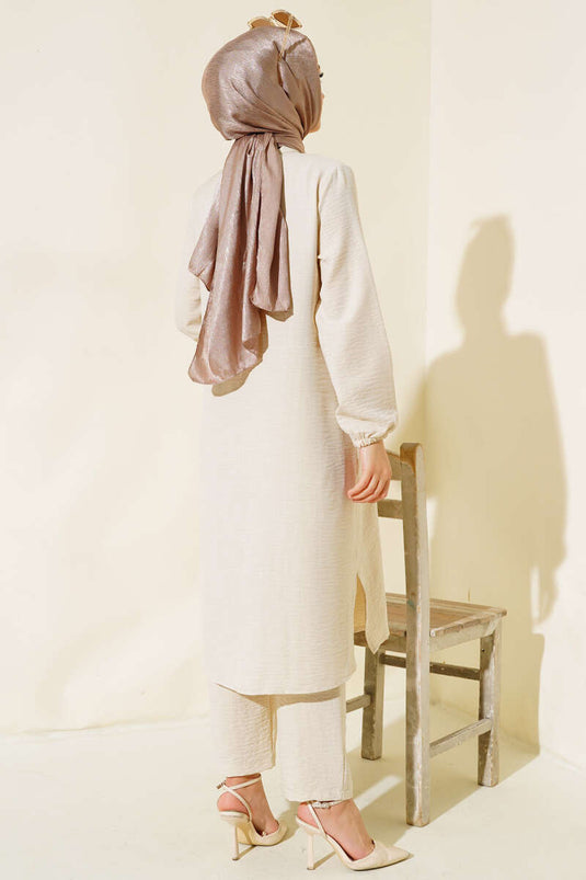 Double Breasted Button-Down Suit, Beige