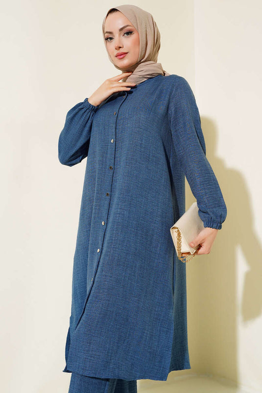 Double Breasted Button-Down Suit in Indigo