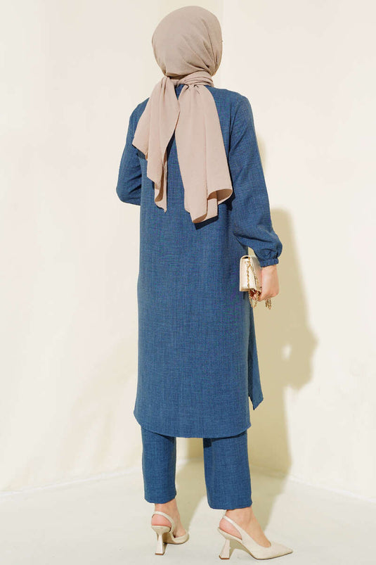 Double Breasted Button-Down Suit in Indigo