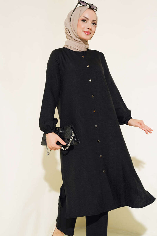 Double Breasted Button-Down Suit Black