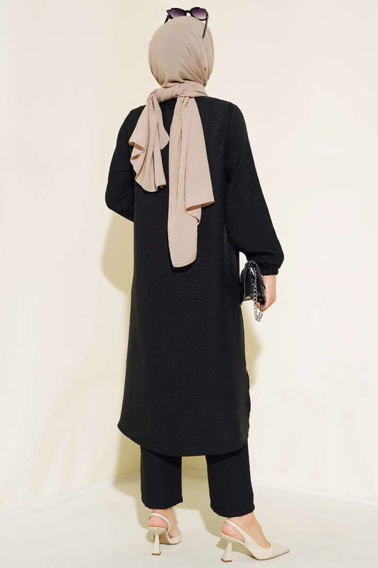 Double Breasted Button-Down Suit Black