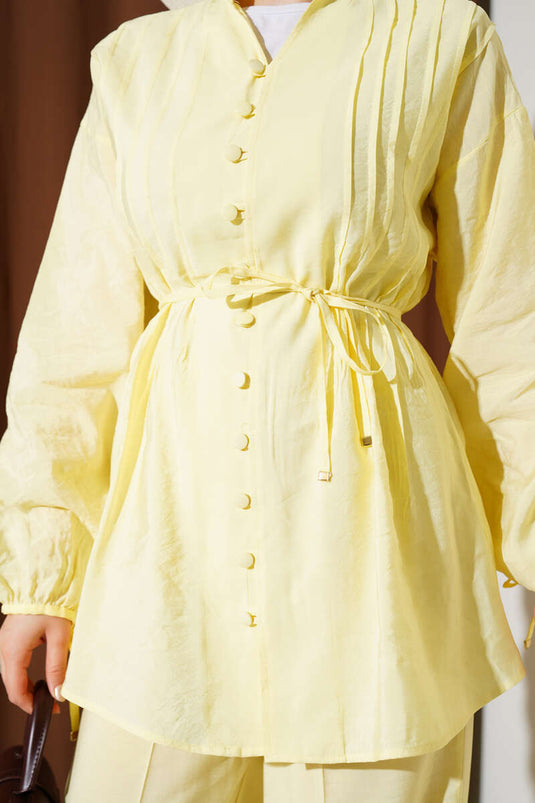 Double Breasted British Buttoned Suit Yellow