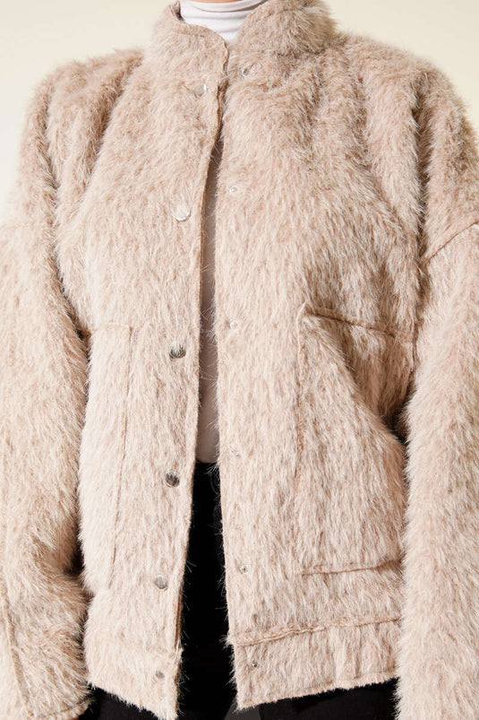 Hakim Yaka Çıtçıtlı Sakallı Ceket Bej