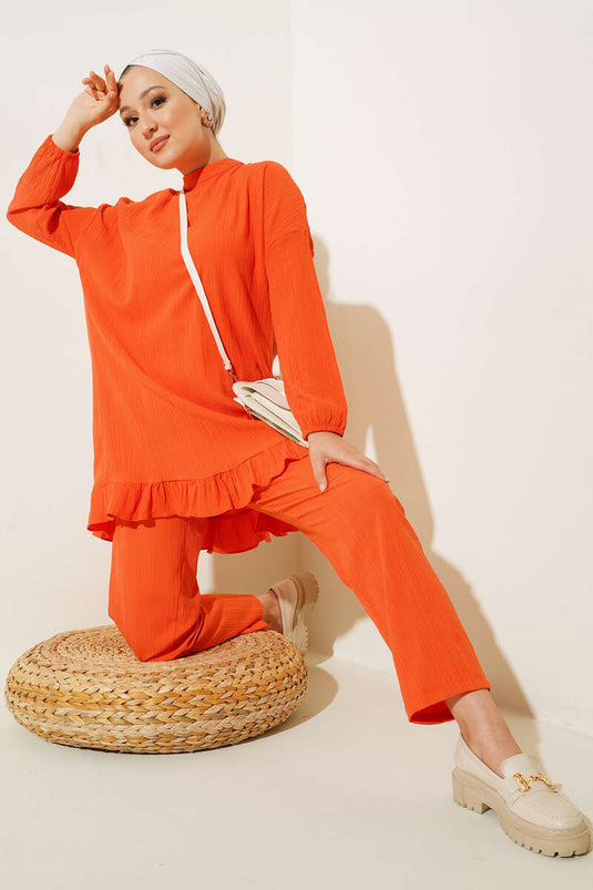 Costume Magnifique Col Ourlet Volant Orange