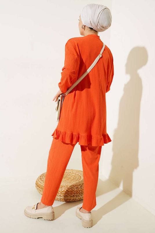 Costume Magnifique Col Ourlet Volant Orange