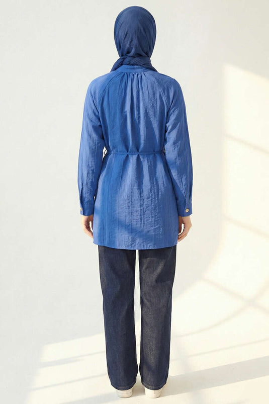 Chemise à col Hakim bleu saxophone