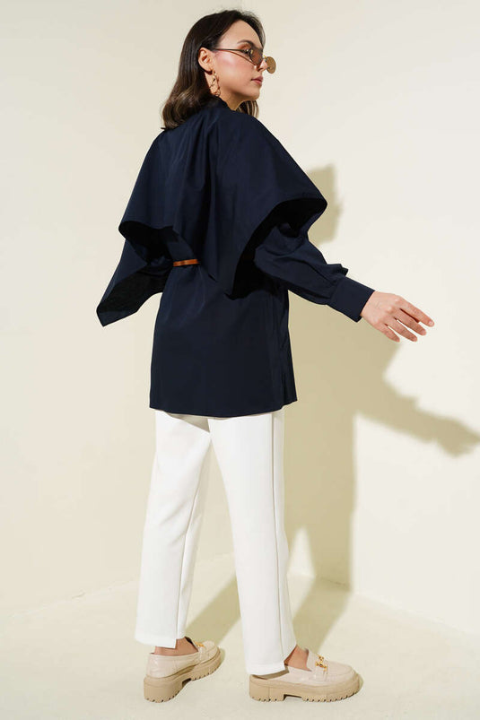 Judge's Cape with Belted Shirt Navy Blue