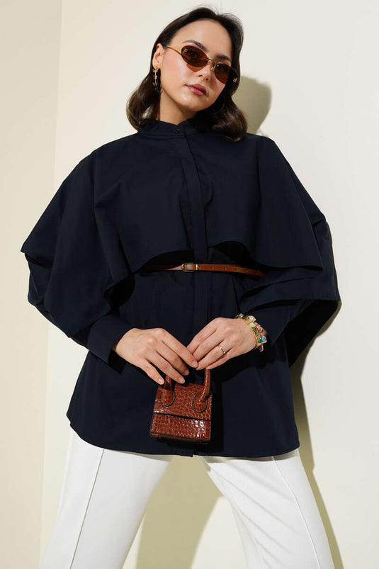 Judge's Cape with Belted Shirt Navy Blue