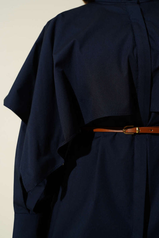 Judge's Cape with Belted Shirt Navy Blue