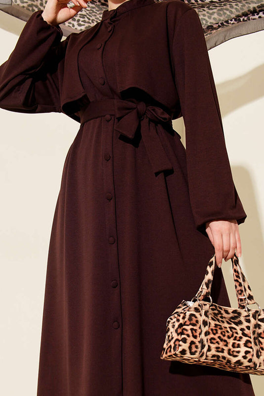 Hakim Yaka Pelerinli Loyşa İkili Takım Kahve