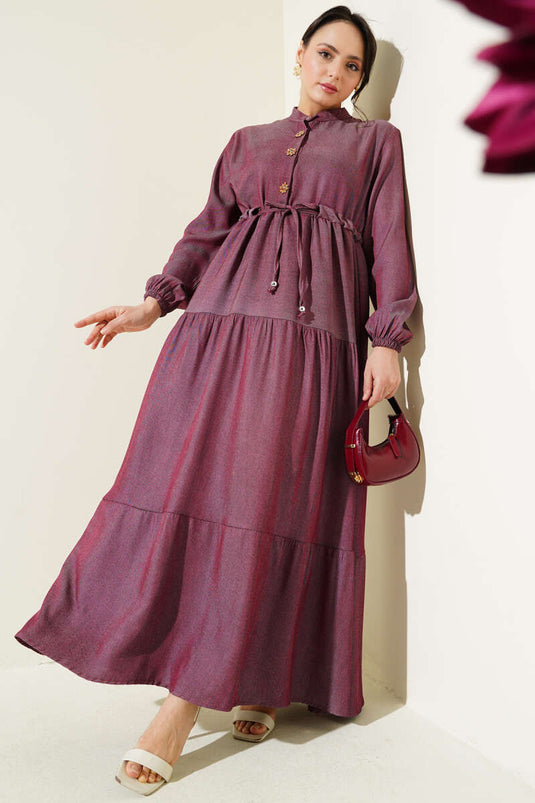 Half Buttoned Mandarin Collar Dress