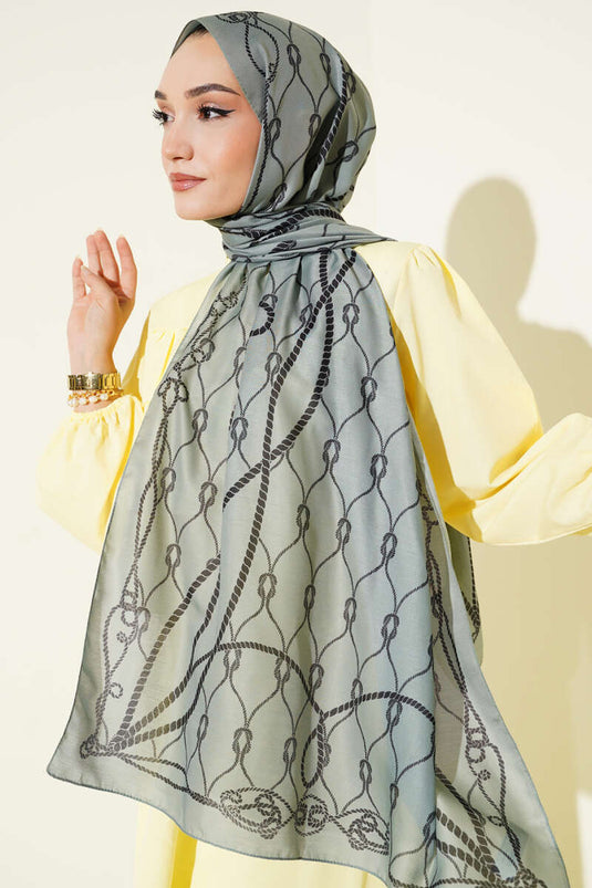Rope Patterned Soft Shawl, Light Green