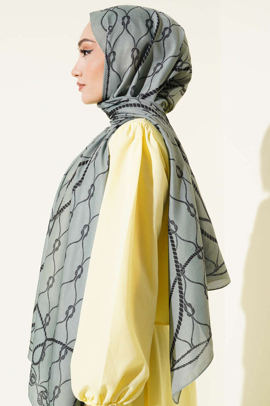 Rope Patterned Soft Shawl, Light Green