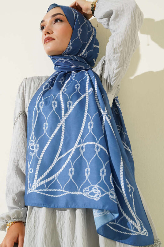 وشاح ناعم بنقشة حبل، أزرق فاتح