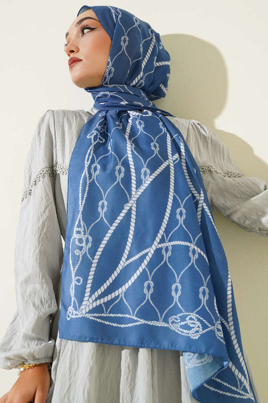 Écharpe douce à motif corde, bleu clair