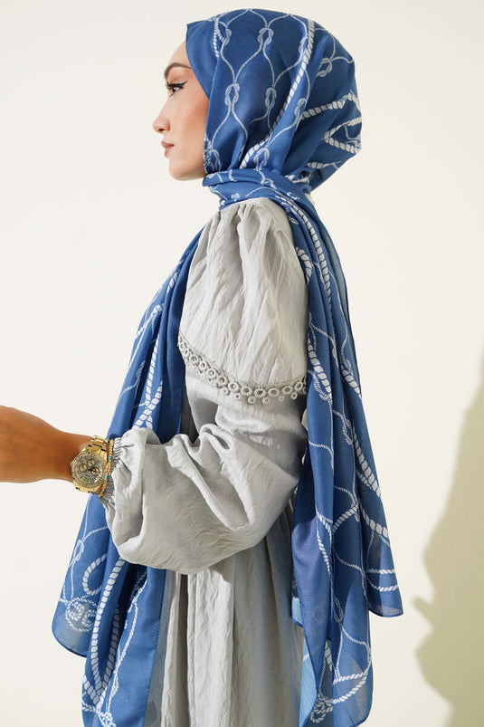 Écharpe douce à motif corde, bleu clair