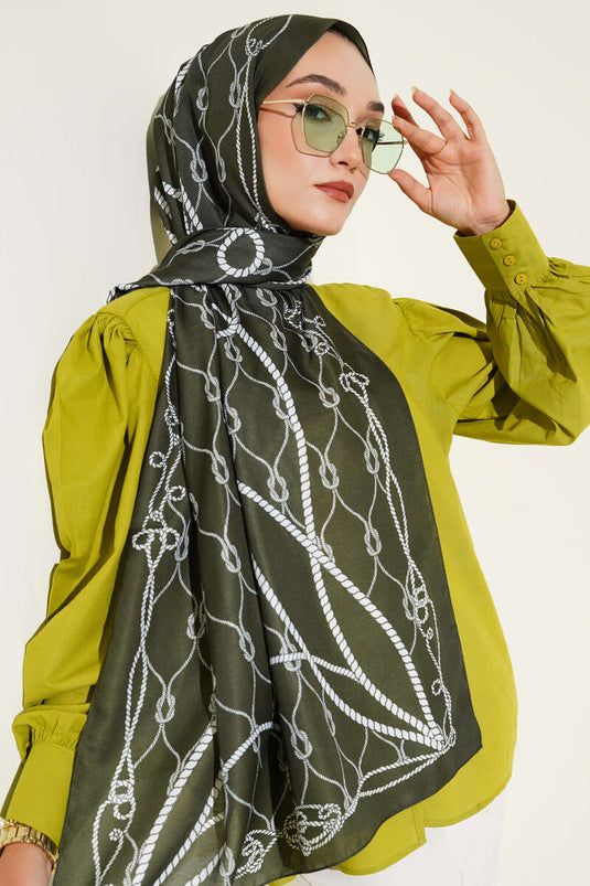 Rope Patterned Soft Shawl Emerald