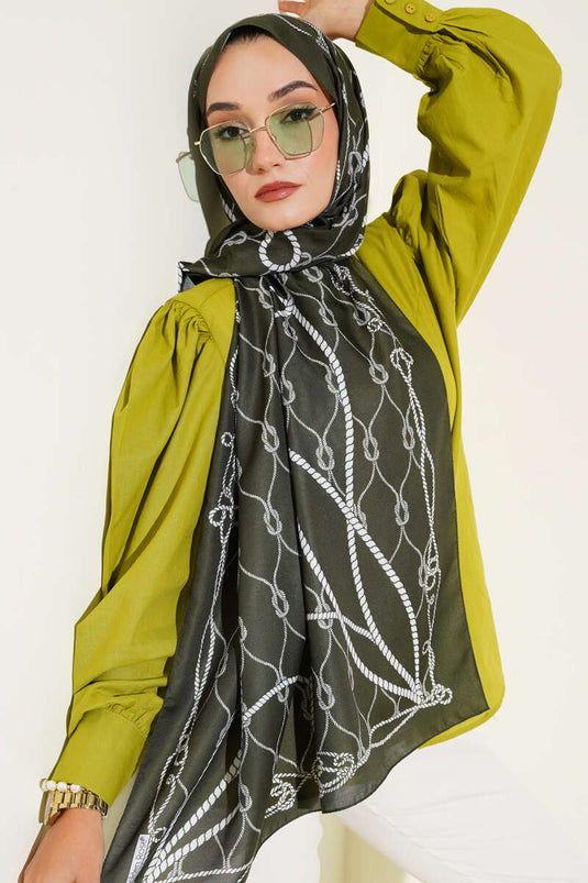 Rope Patterned Soft Shawl Emerald