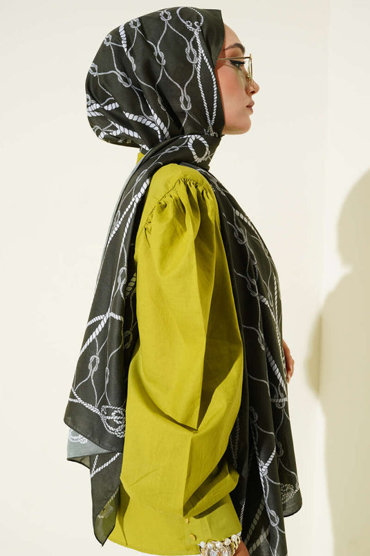 Rope Patterned Soft Shawl Emerald