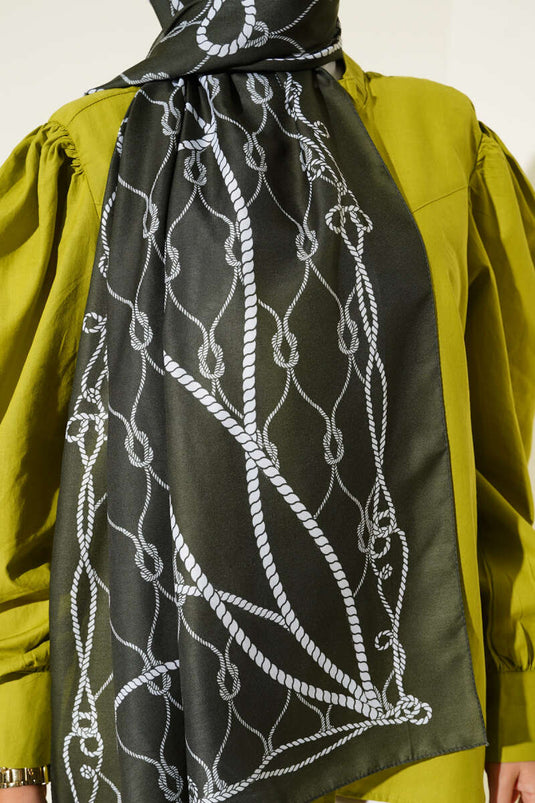 Rope Patterned Soft Shawl Emerald