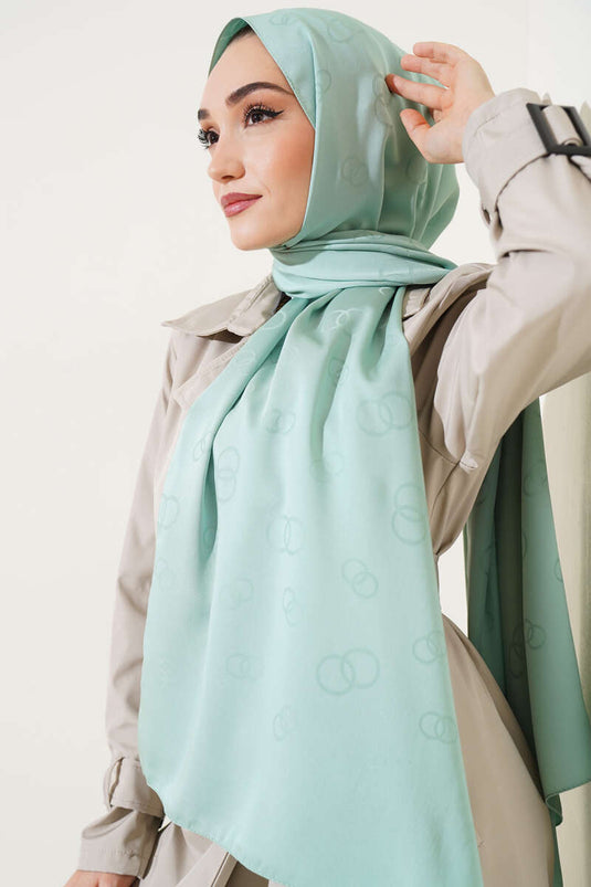 Green Pistachio Jacquard Shawl with Circle Pattern