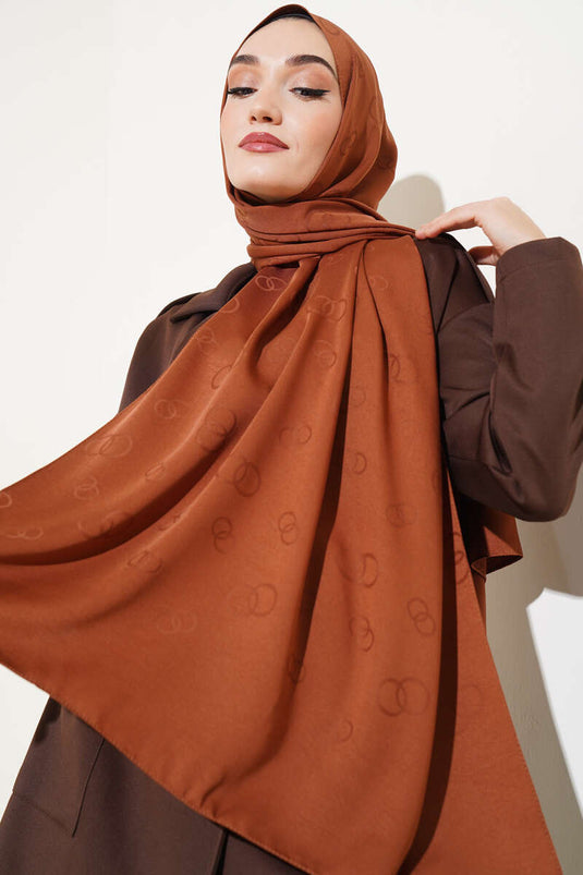 Circle Pattern Jacquard Shawl Brown