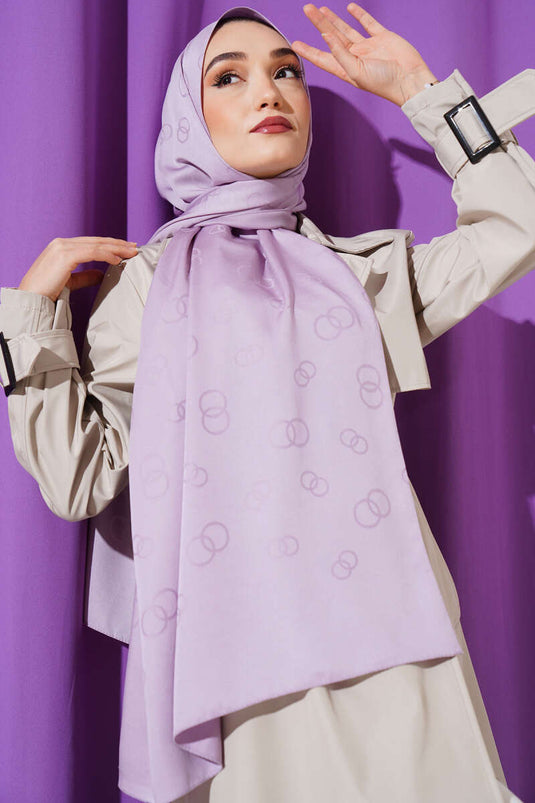 Circle Pattern Jacquard Shawl Lilac