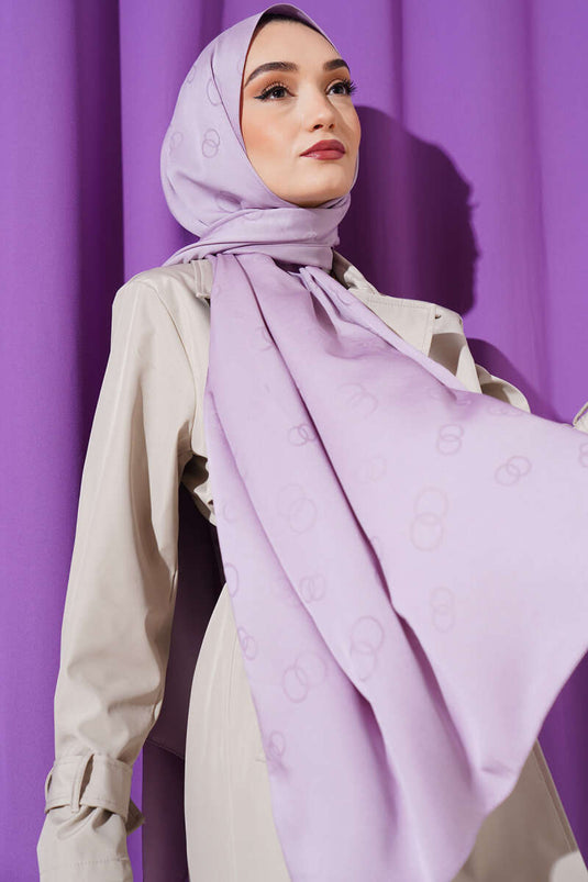 Circle Pattern Jacquard Shawl Lilac
