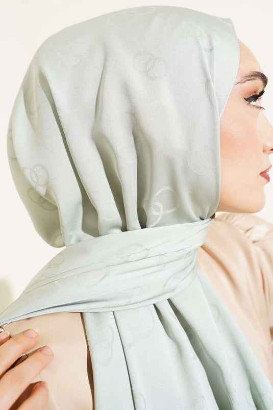 شال جاكار بنمط خاتم أخضر نعناعي -87