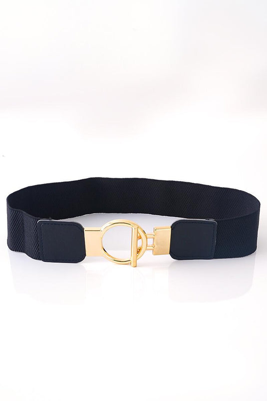 Black Elastic Belt with Ring Snap