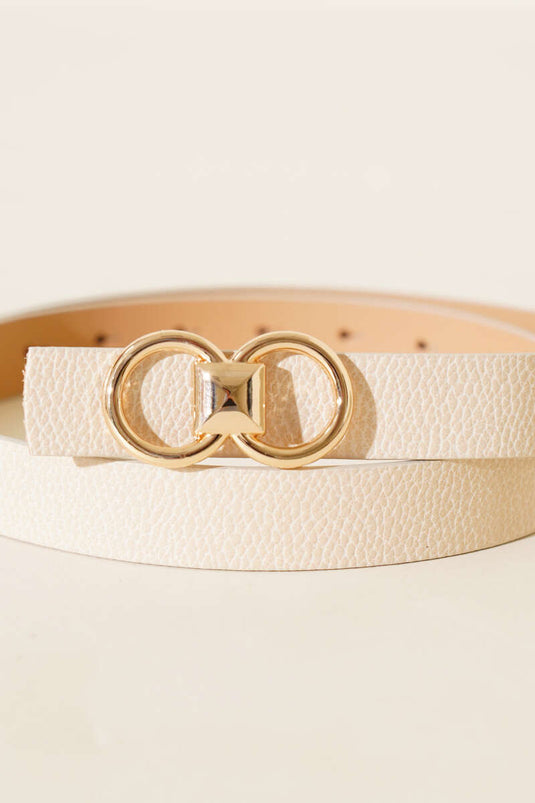 Ceinture fine beige à boucle Halka