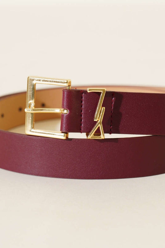 Letter Logo Belt Burgundy