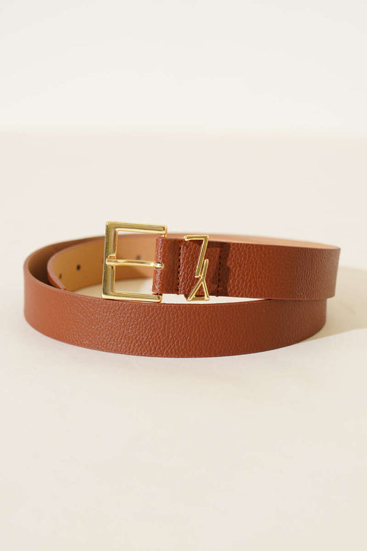 Letter Logo Belt Tan