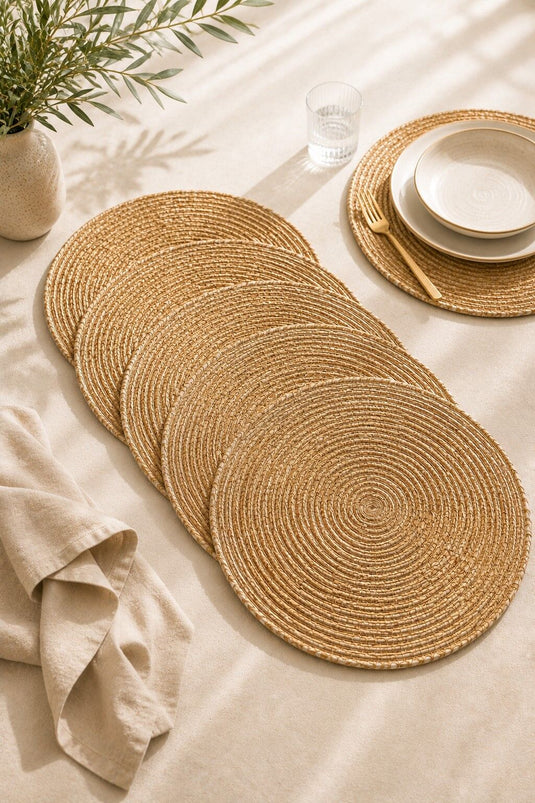 Set of Six Woven Straw Placemats Woven Straw