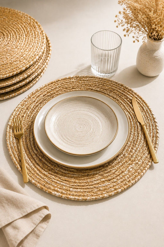 Set of Six Woven Straw Placemats Woven Straw