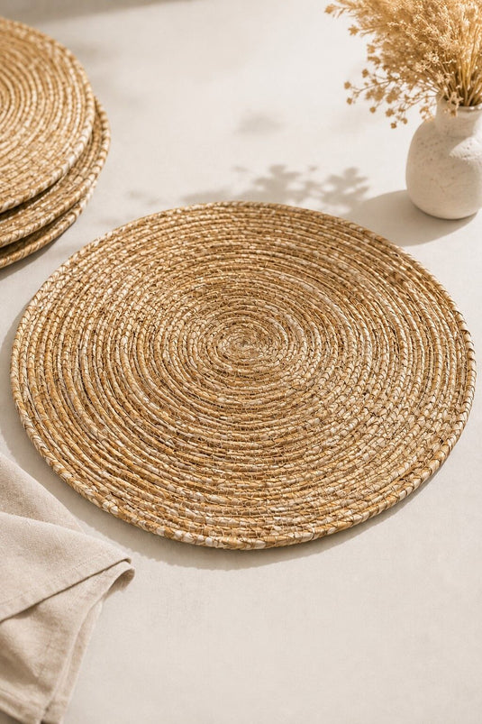Set of Six Woven Straw Placemats Woven Straw