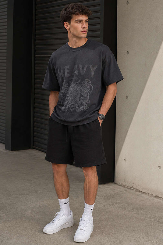 T-shirt oversize homme Heavy Baskılı noir