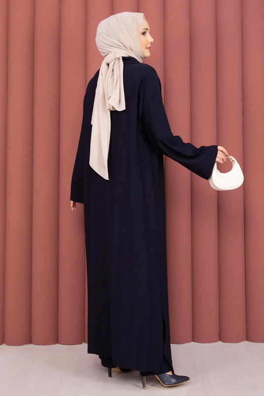 Ensemble tunique Hira à demi-fermeture éclair bleu marine