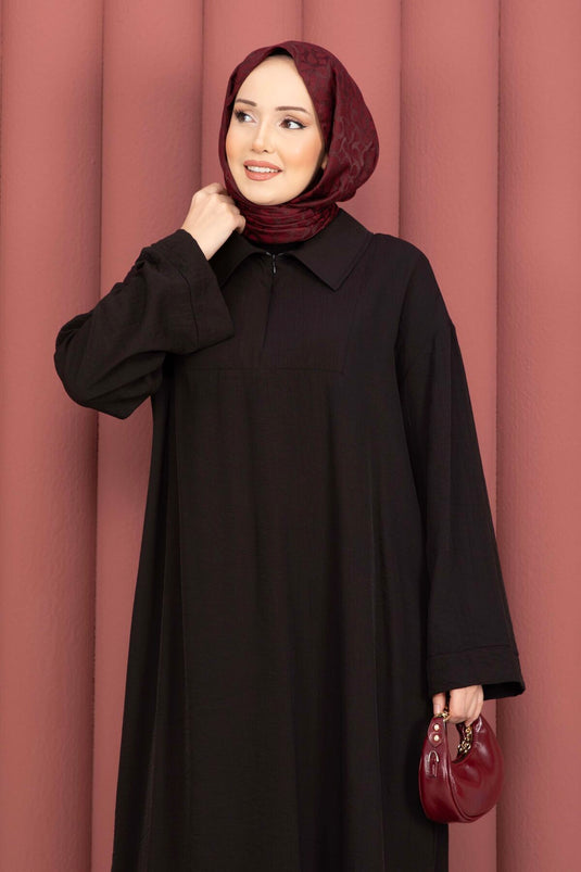 طقم تونيك هيرا بسحاب نصف طويل أسود