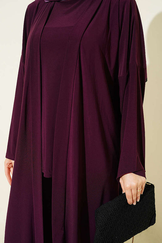 Hırkalı Basic Sandy Üçlü Takım Magenta