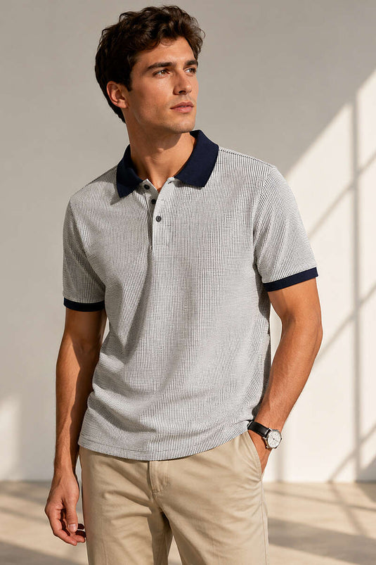T-shirt homme à rayures verticales avec col polo blanc