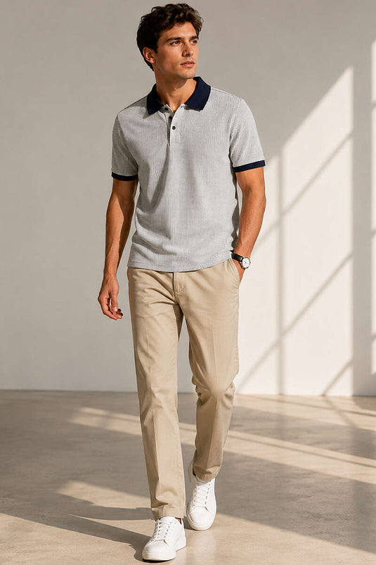 T-shirt homme à rayures verticales avec col polo