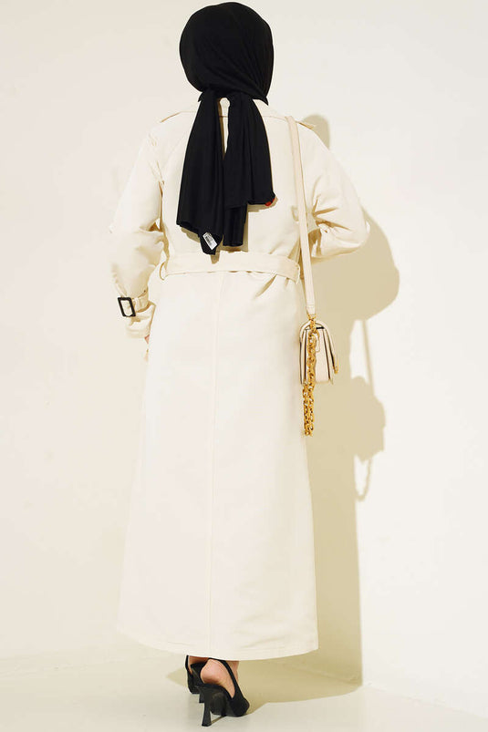 Lined Belted Trench Coat Ecru