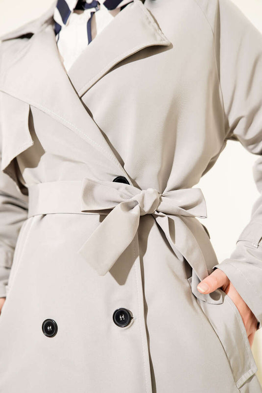 Trench-coat doublé et ceinturé, gris