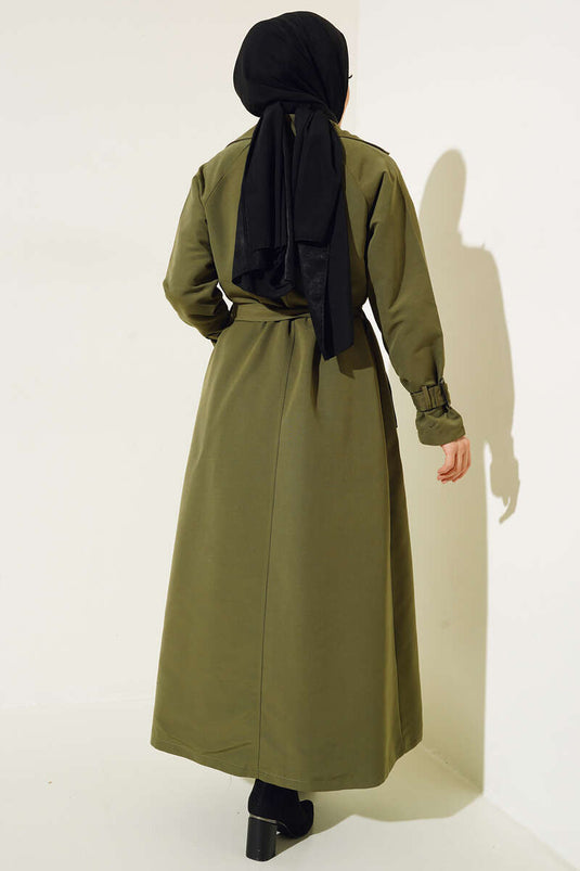 Lined Belted Trench Coat Khaki